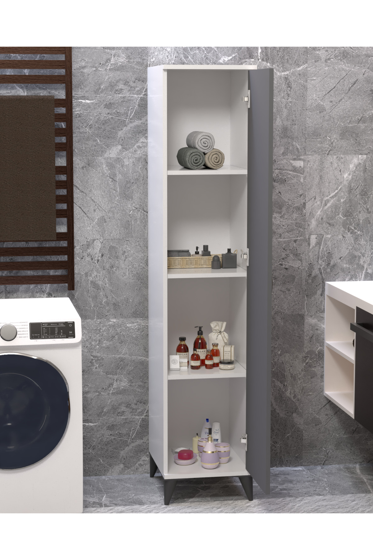 Vesso Çok Amaçlı Dolap Banyo Dolabı Mutfak Dolabı Kiler Dolabı Raflı Dolap küçük görsel 4